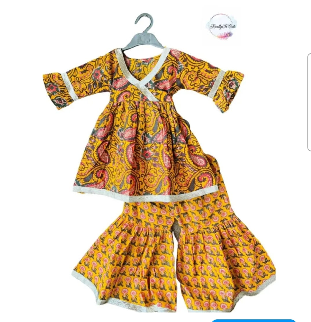 Indian Salwar Suit/ cotton sharara kurta set/ toddler indian baby girls set, traditional dress set, kids salwar kameez