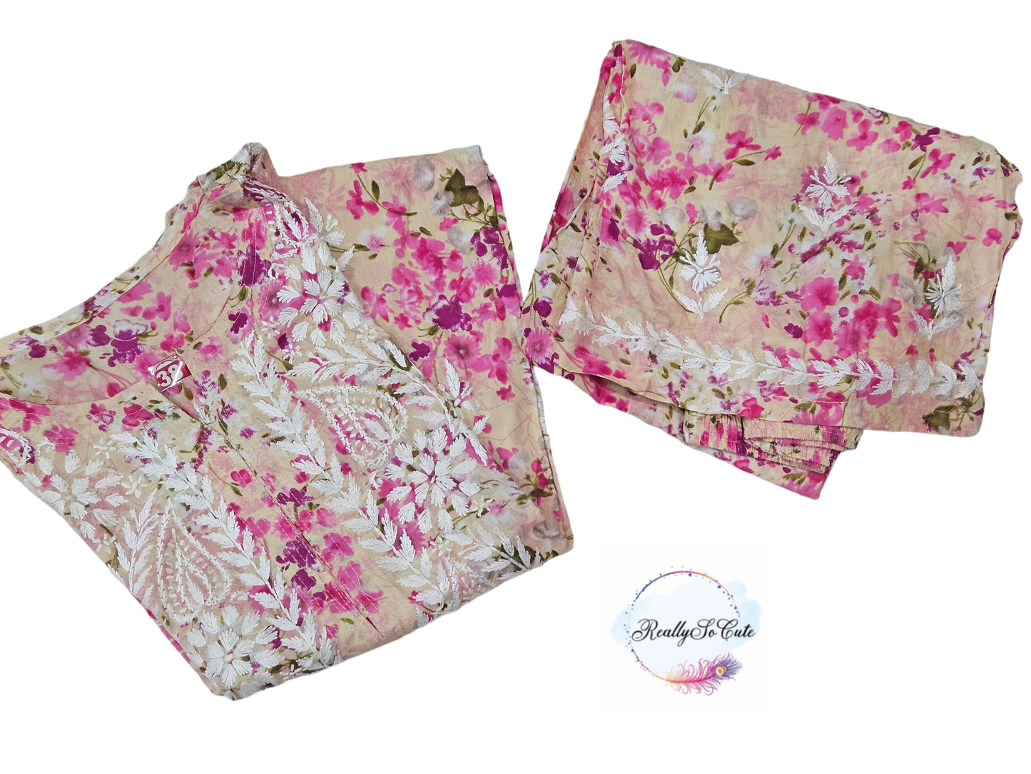 MulMul chikankari pink