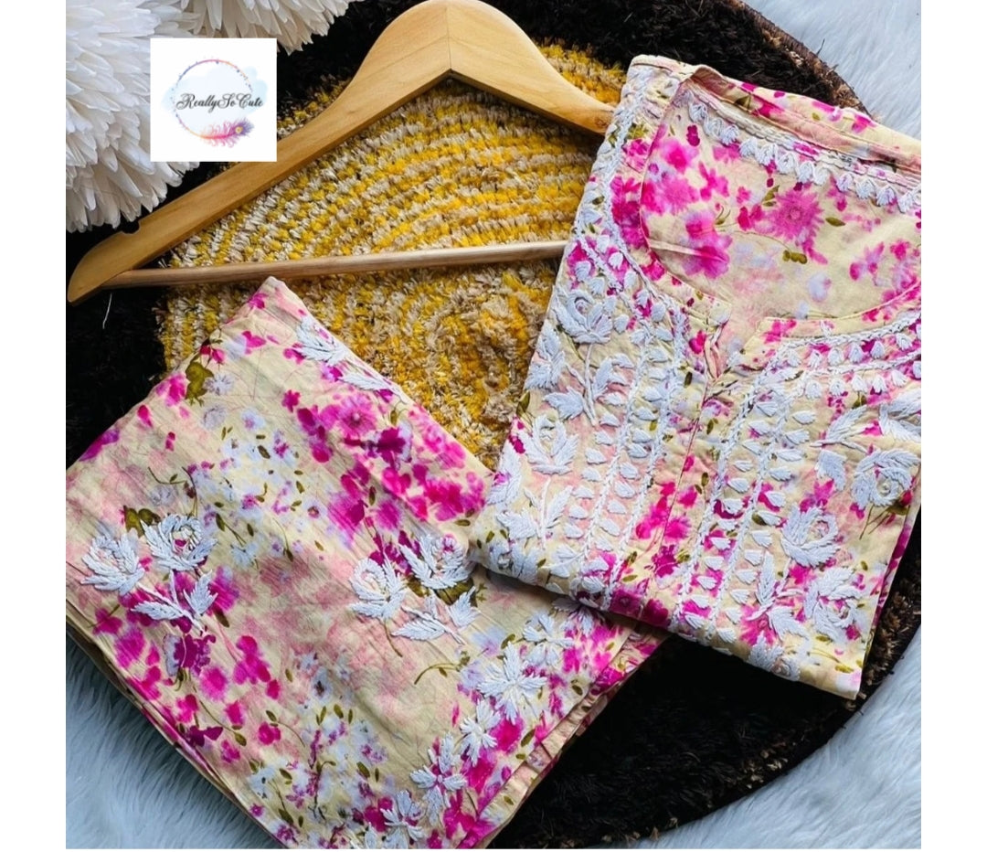 MulMul chikankari pink