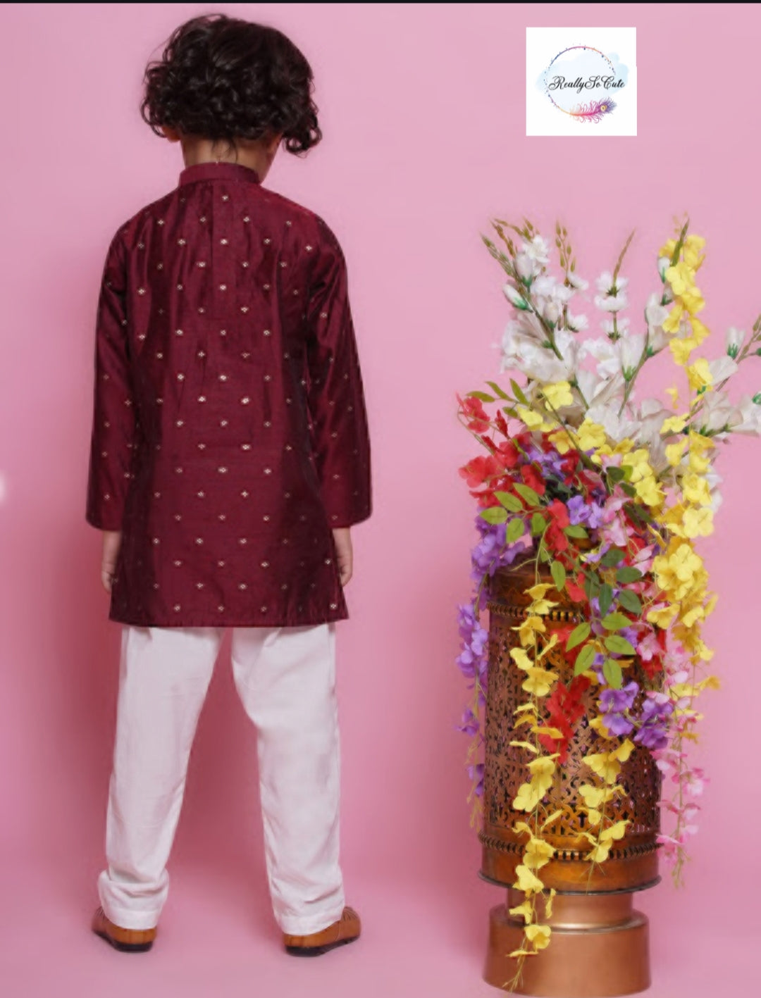 Boys chanderi kurta pajama set, Silk kurta set