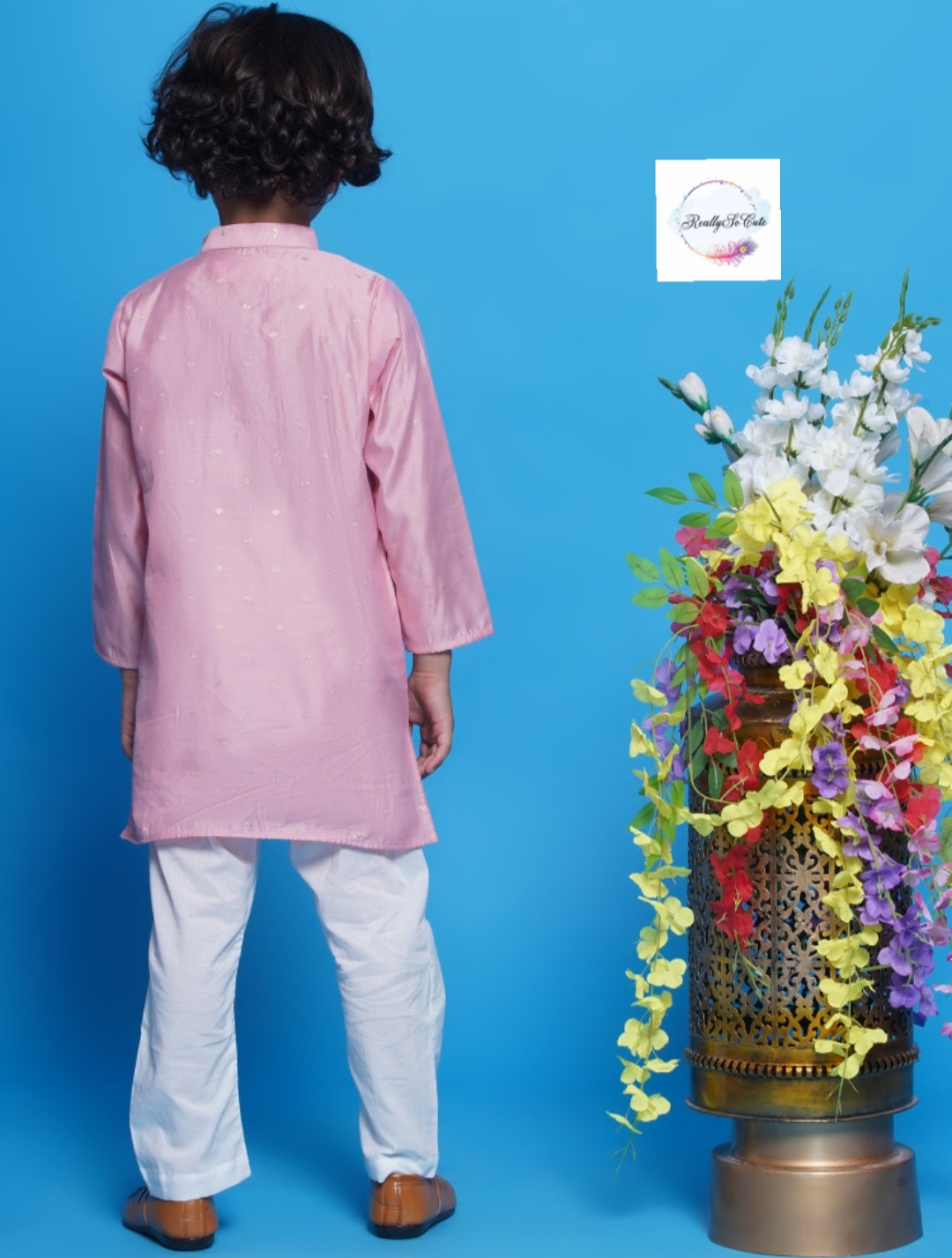 Boys chanderi kurta pajama set, Silk kurta set