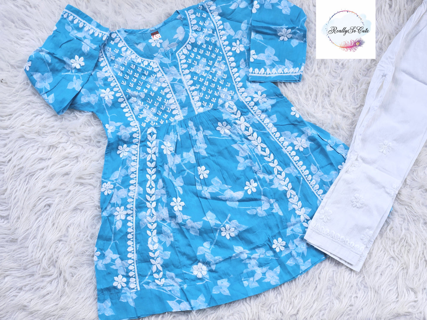 Little Girls Chikankari Kurtis sharara Set, Girls Festival Dress Set, muslin Chikankari Dress Girls