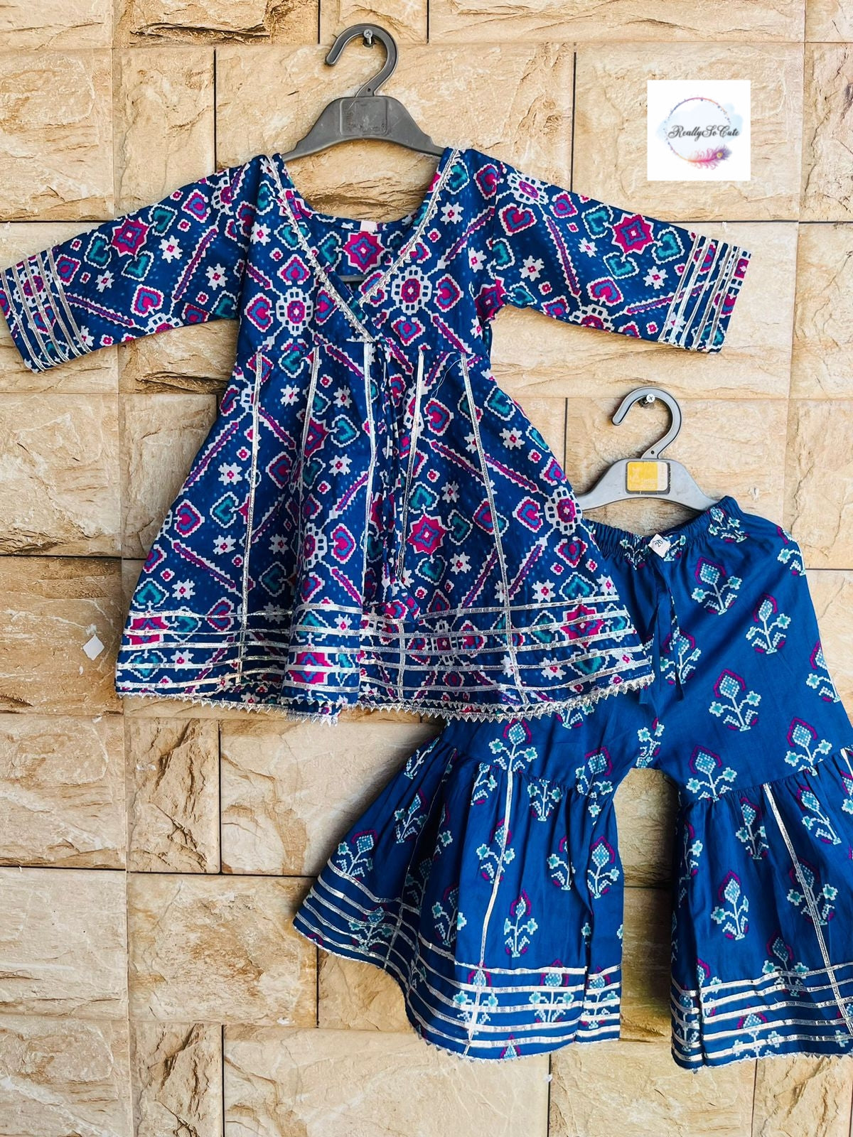 Indian Salwar Suit/ cotton sharara kurta set/ toddler indian baby girls set, traditional dress set, kids salwar kameez
