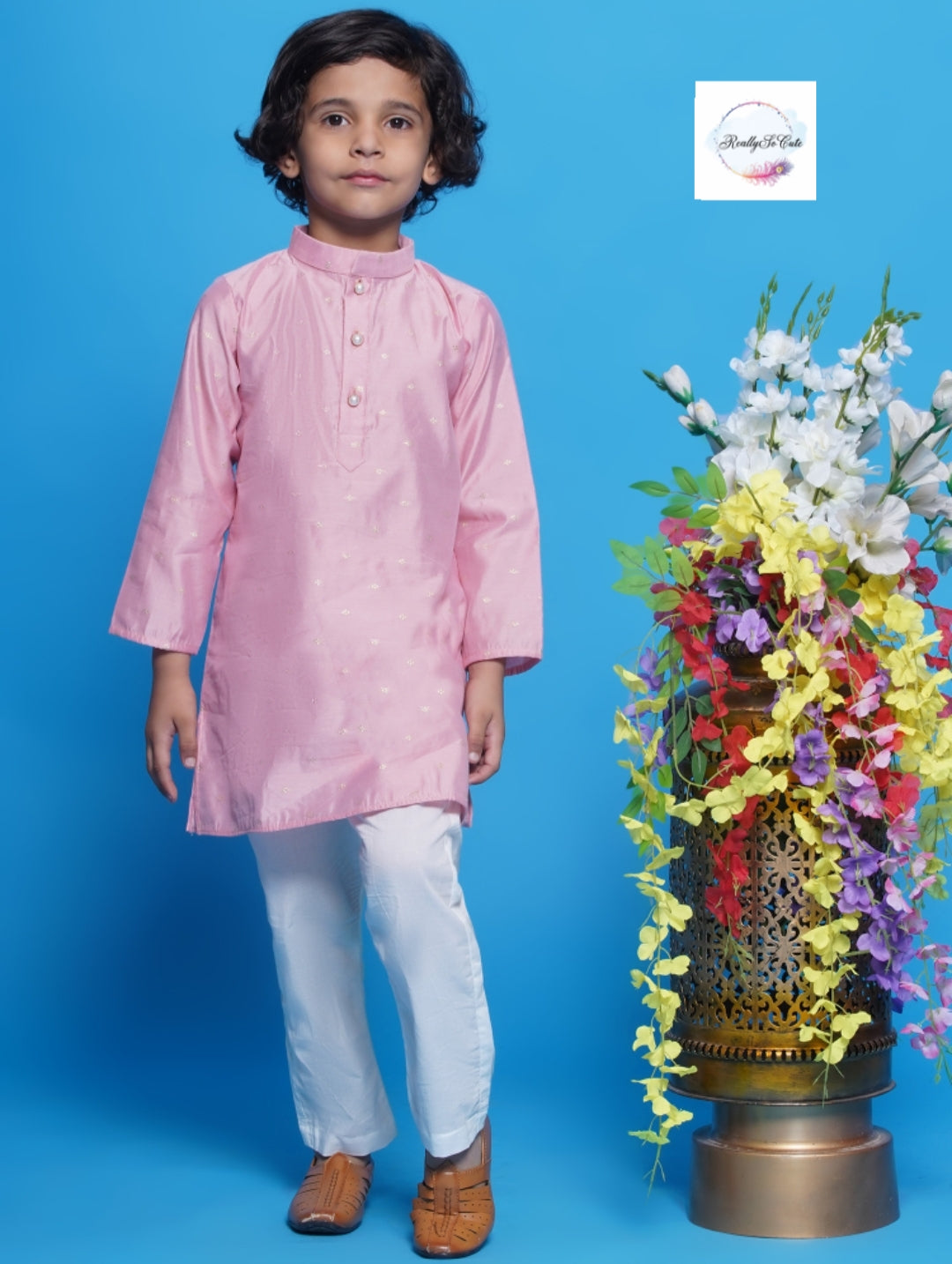 Boys chanderi kurta pajama set, Silk kurta set