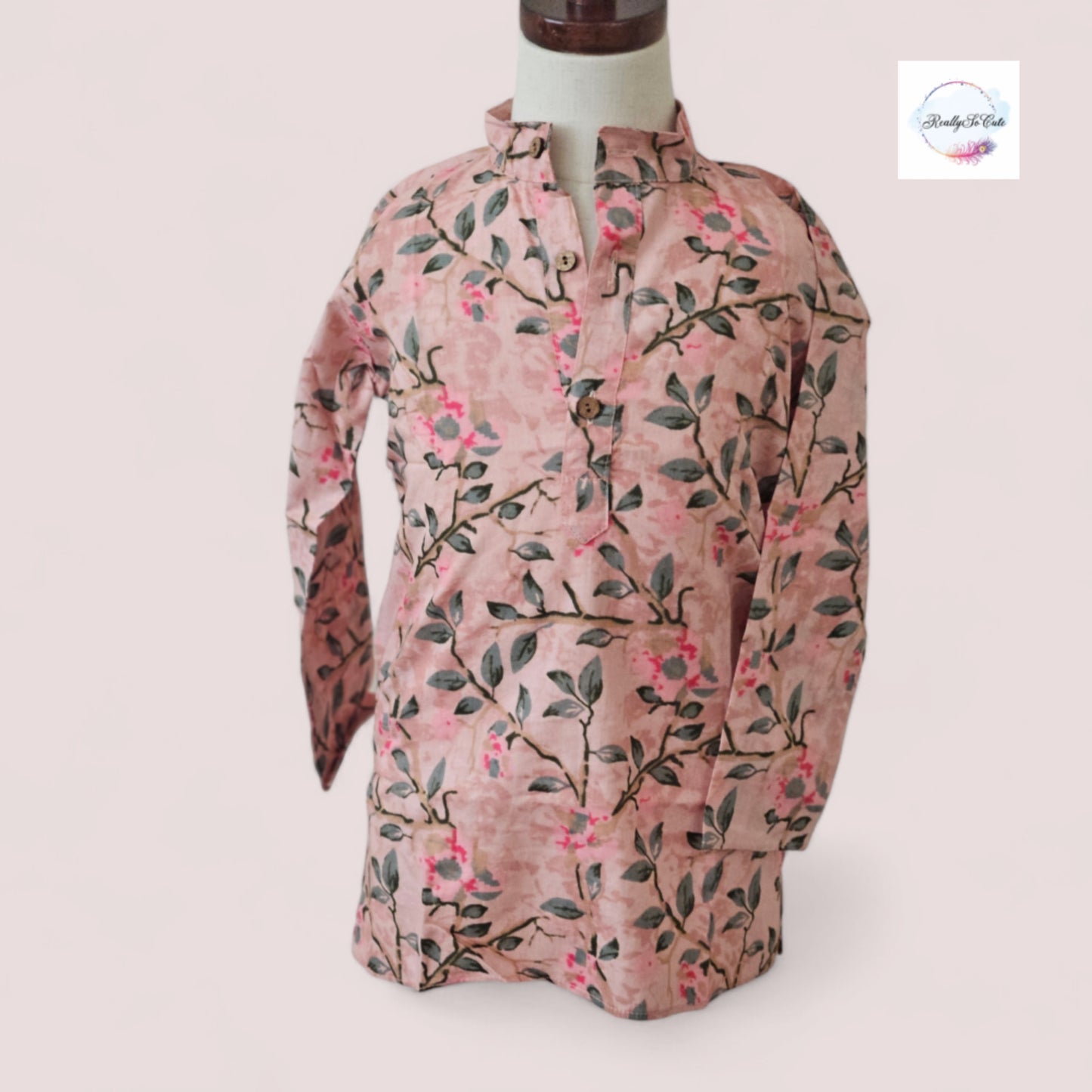 Boys cotton kurta pajama, floral print kurta set