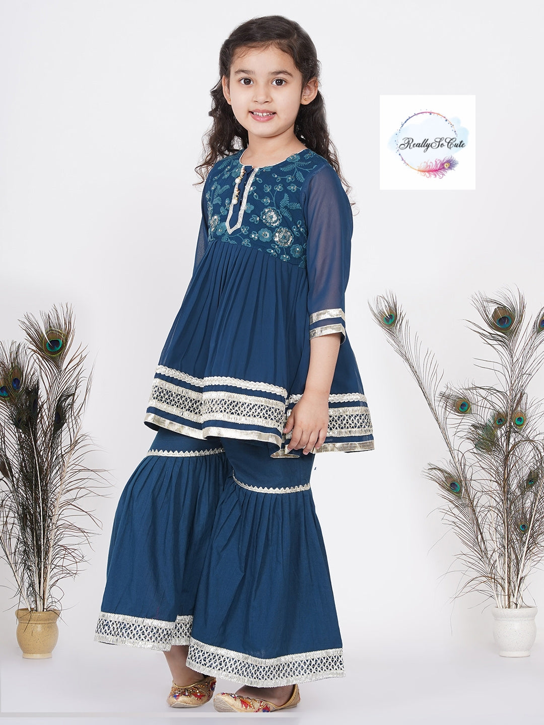 Girls 3 piece Palazzo Kurti set