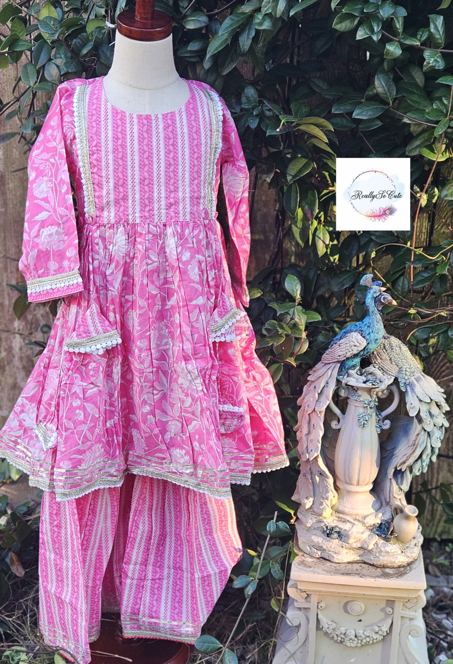 Girl Sharara kurti Set/ soft cotton kurta salwar set, blue kurti sharara