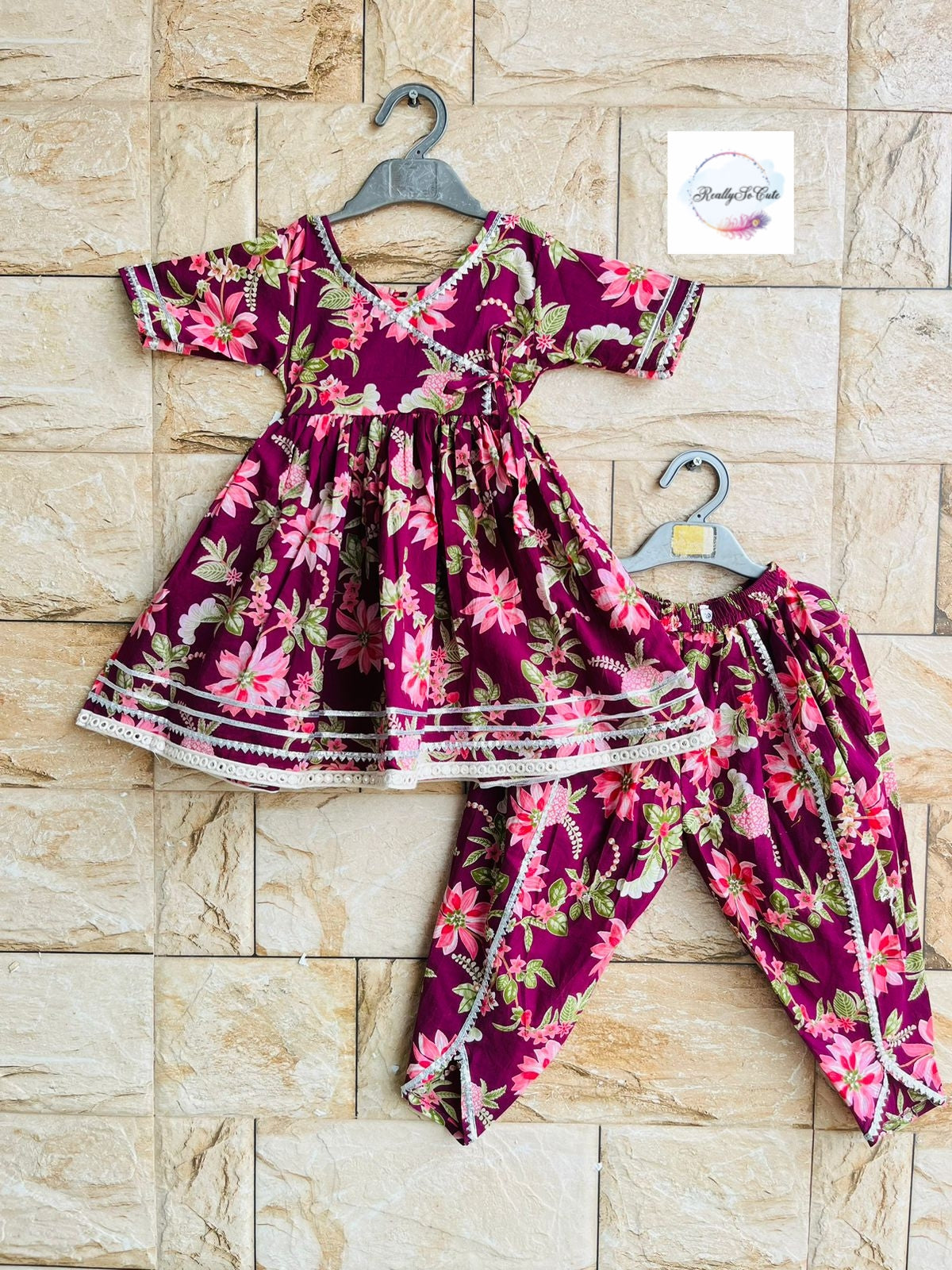 Girl Salwar Suit/ soft cotton kurta salwar set, Mehroon kurta salwar