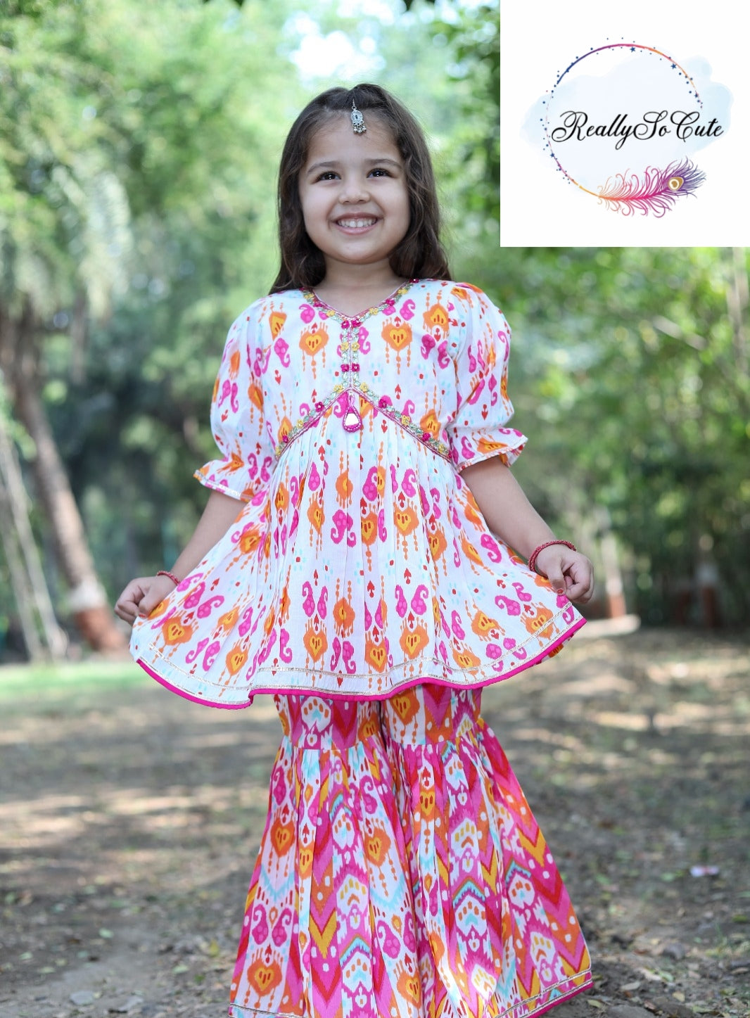 Girls Cotton sharara Kurti Suit, baby girls ethnic wear