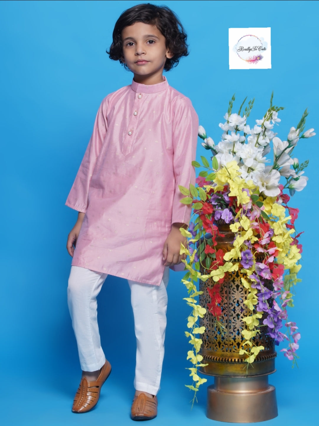 Boys chanderi kurta pajama set, Silk kurta set