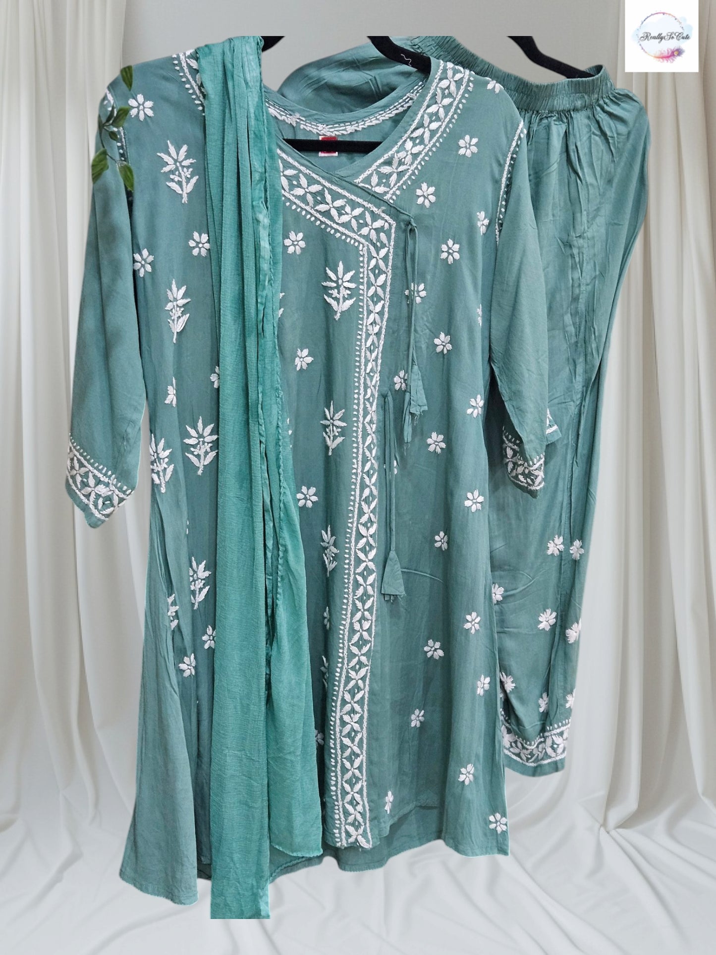 Girls Chikankari Kurtis pant Set, Girls Modal Chikankari Dress