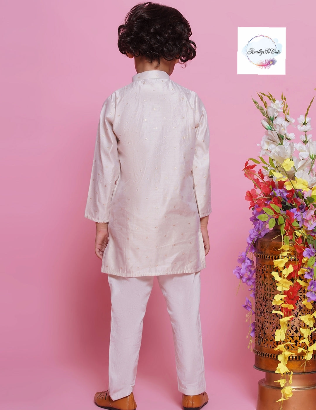 Boys chanderi kurta pajama set, Silk kurta set