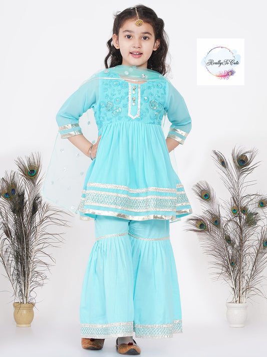 Girls 3 piece sharara Kurti set