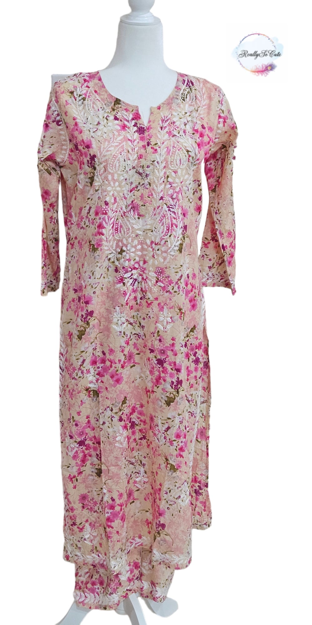 MulMul chikankari pink
