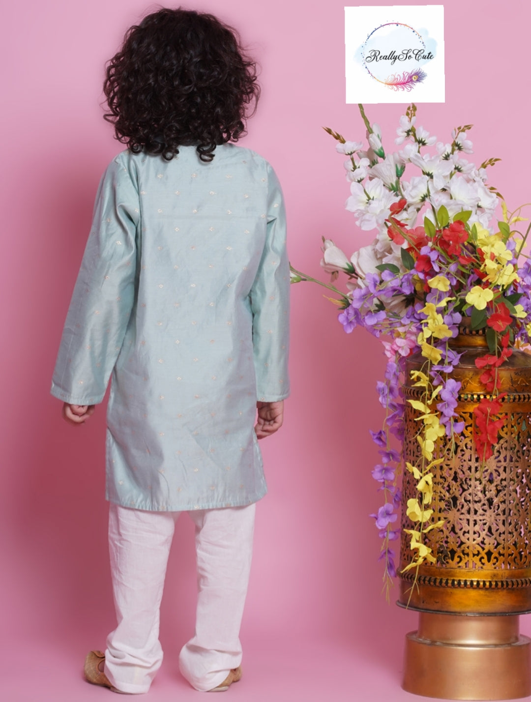 Boys chanderi kurta pajama set, Silk kurta set