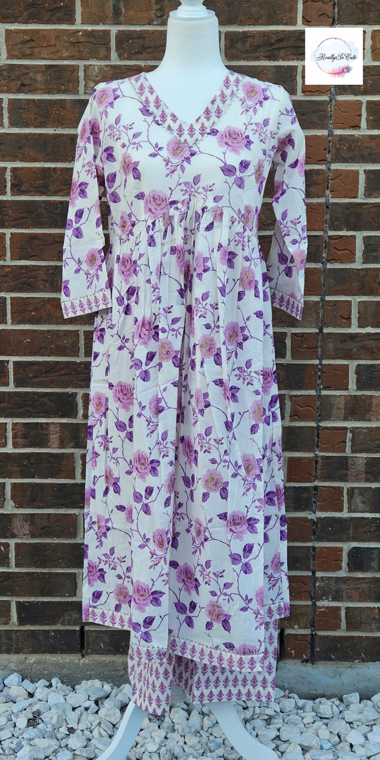 Soft cotton kurti pant set, Ladies kurti pant set