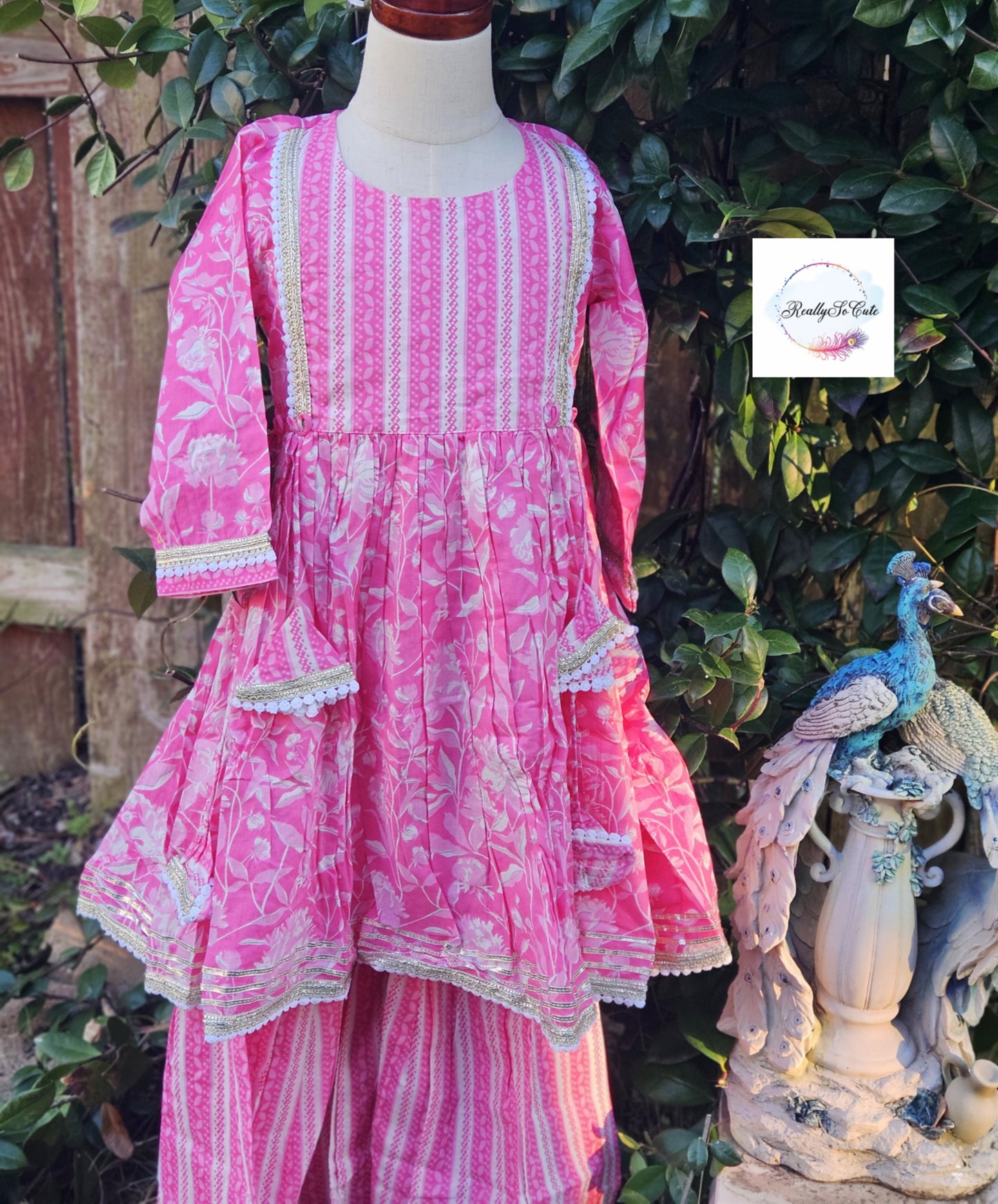 Girl Sharara kurti Set/ soft cotton kurta salwar set, blue kurti sharara