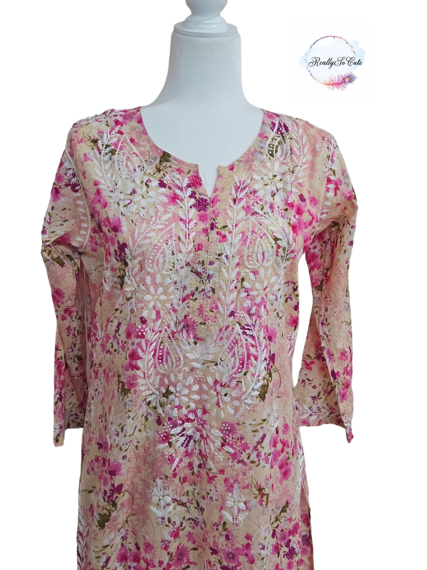 MulMul chikankari pink