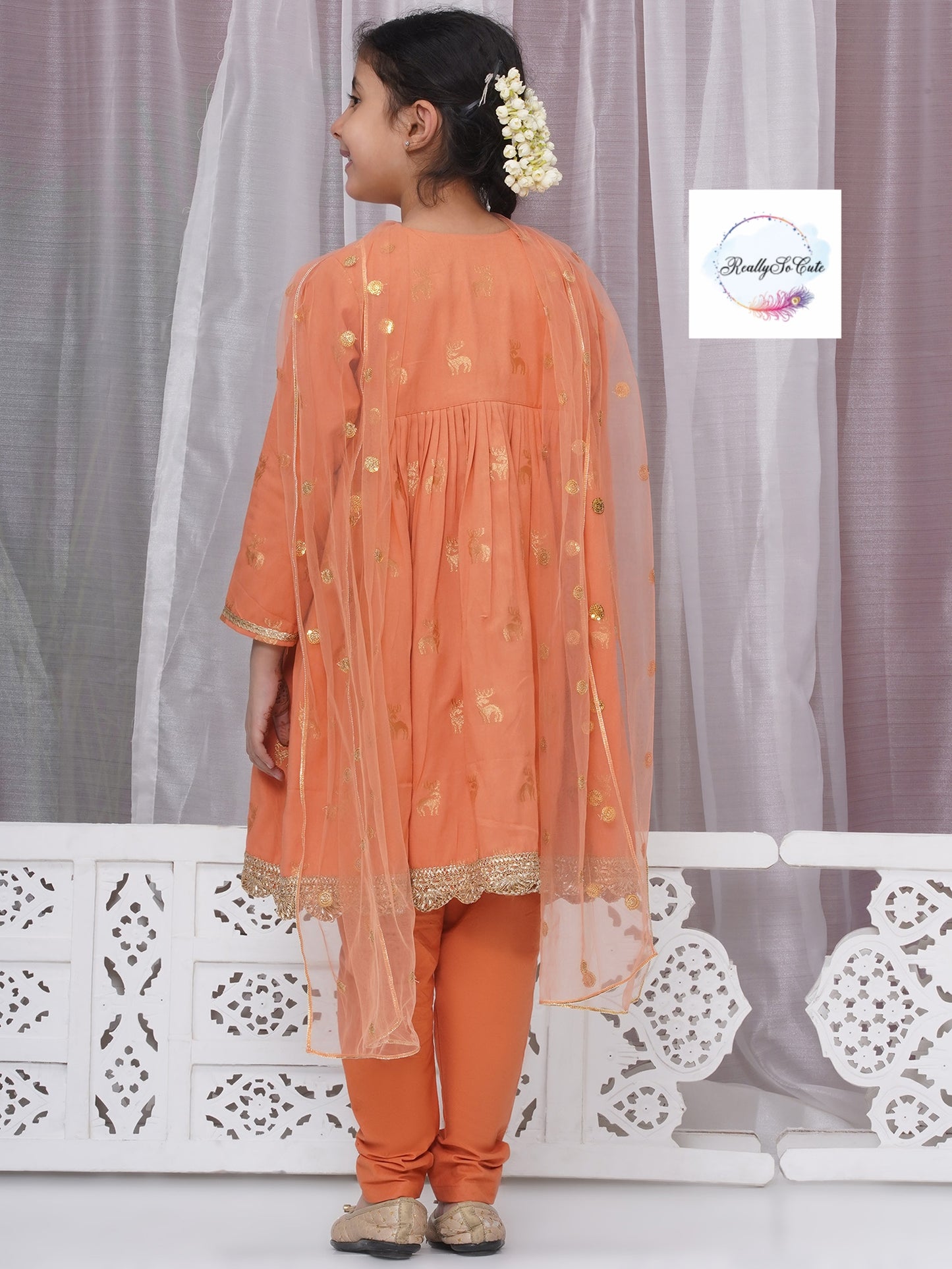 Girls 3 piece angarakha style anarkali Kurti set