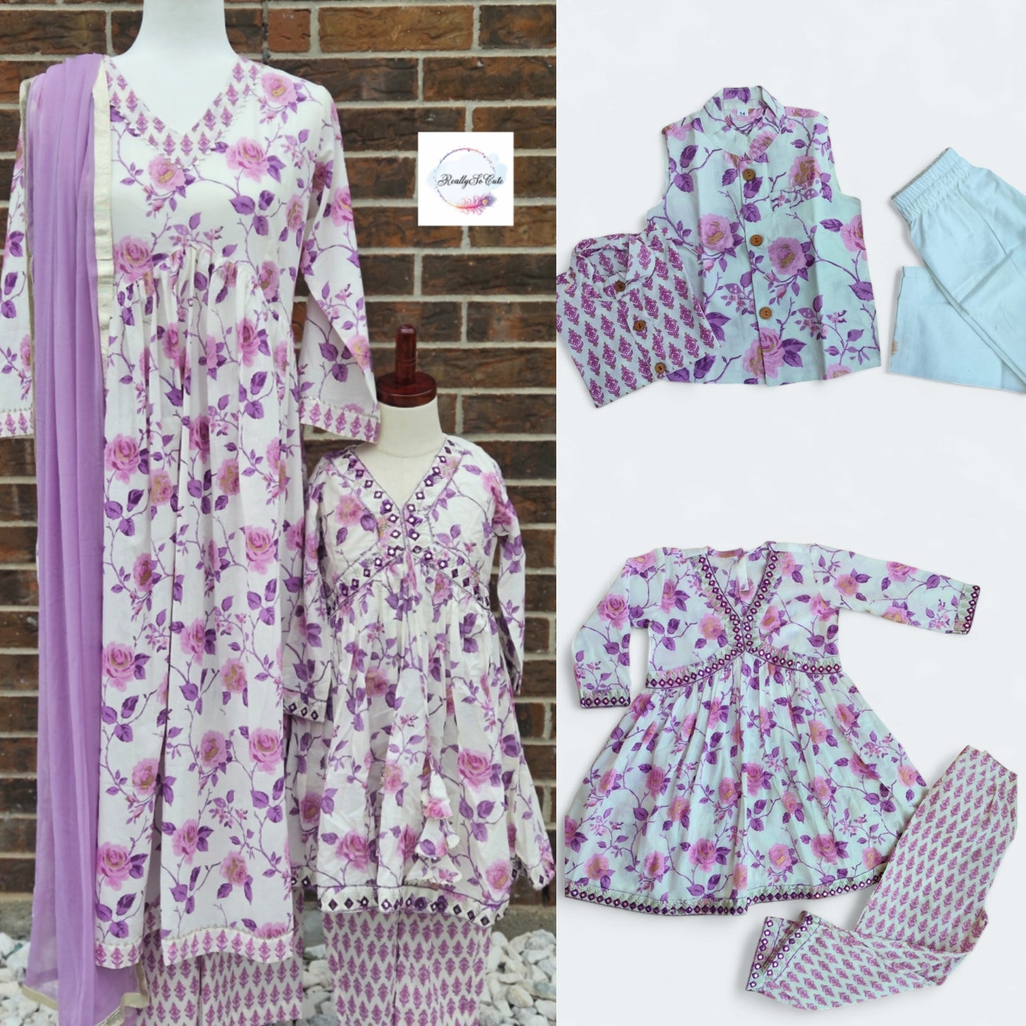 Men's cotton kurta pajama, purple kurta set with jacket,