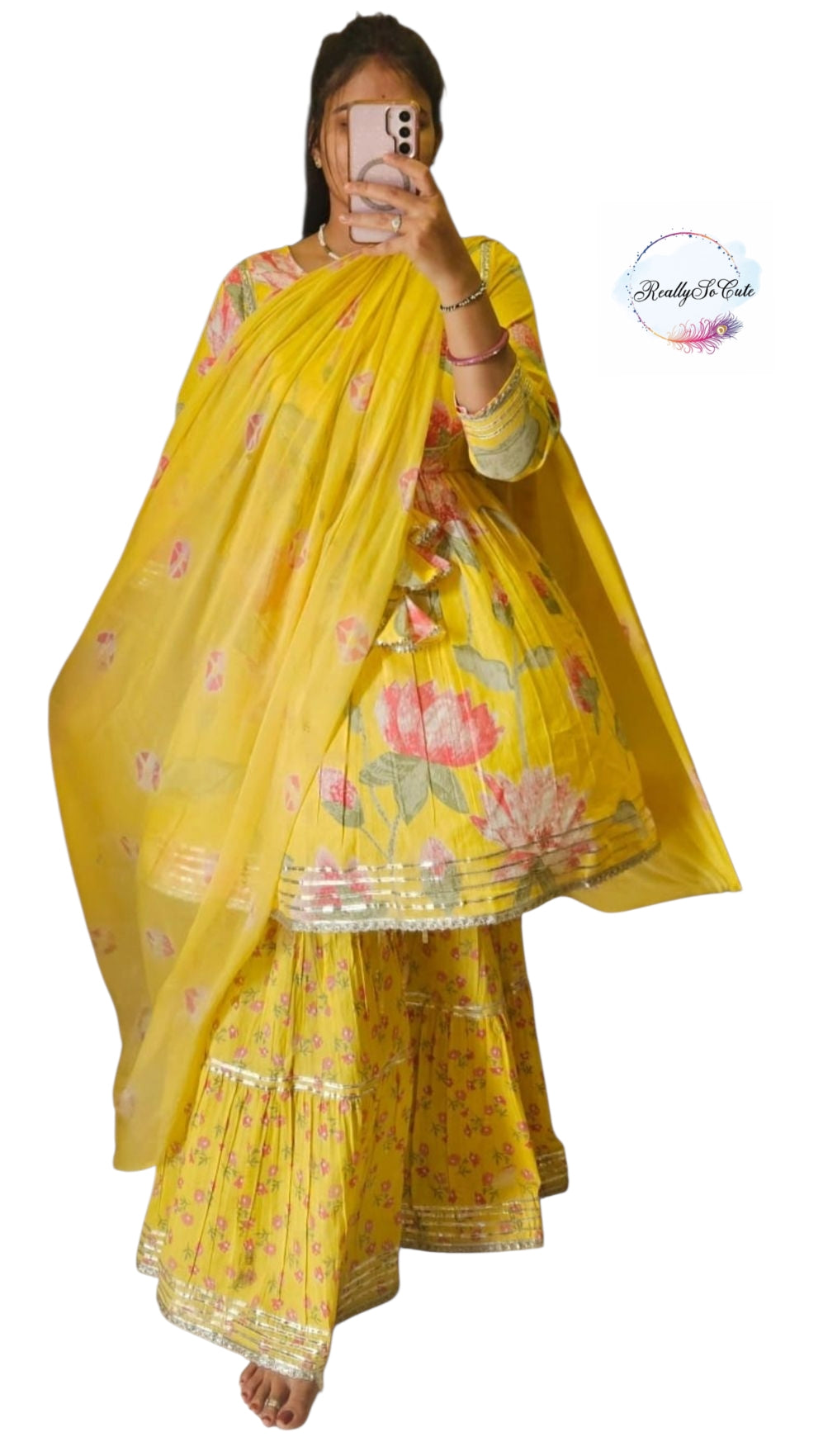 Yellow pichwai sharara set,