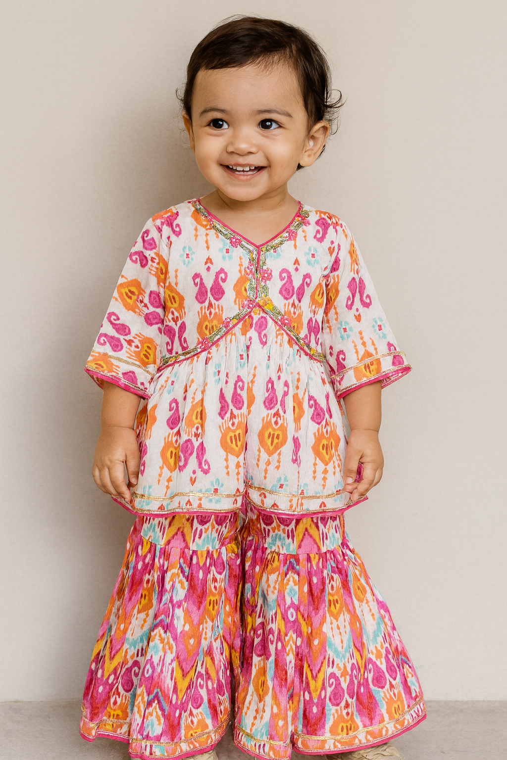 Girls Cotton sharara Kurti Suit, baby girls ethnic wear
