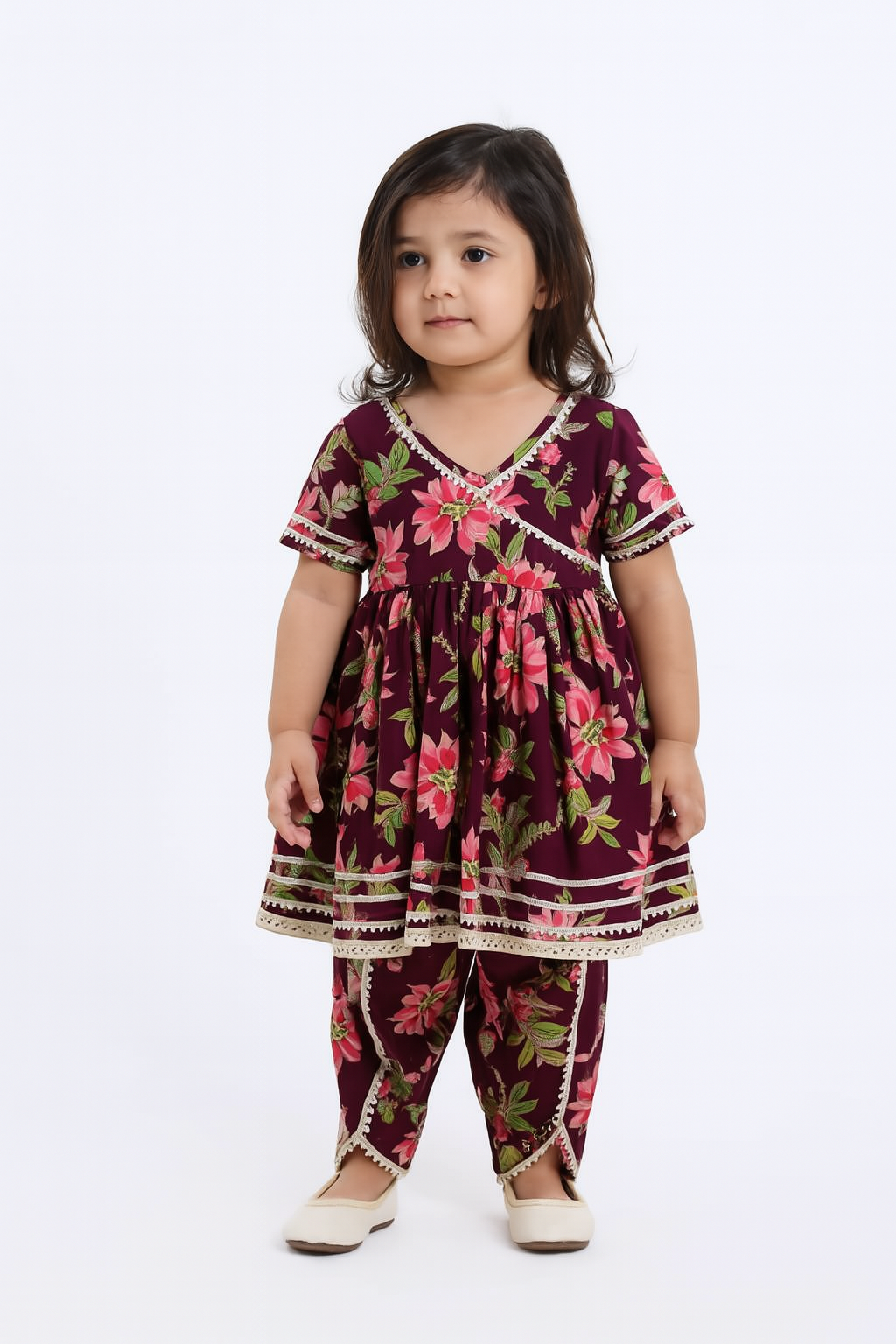 Girl Salwar Suit/ soft cotton kurta salwar set, Mehroon kurta salwar