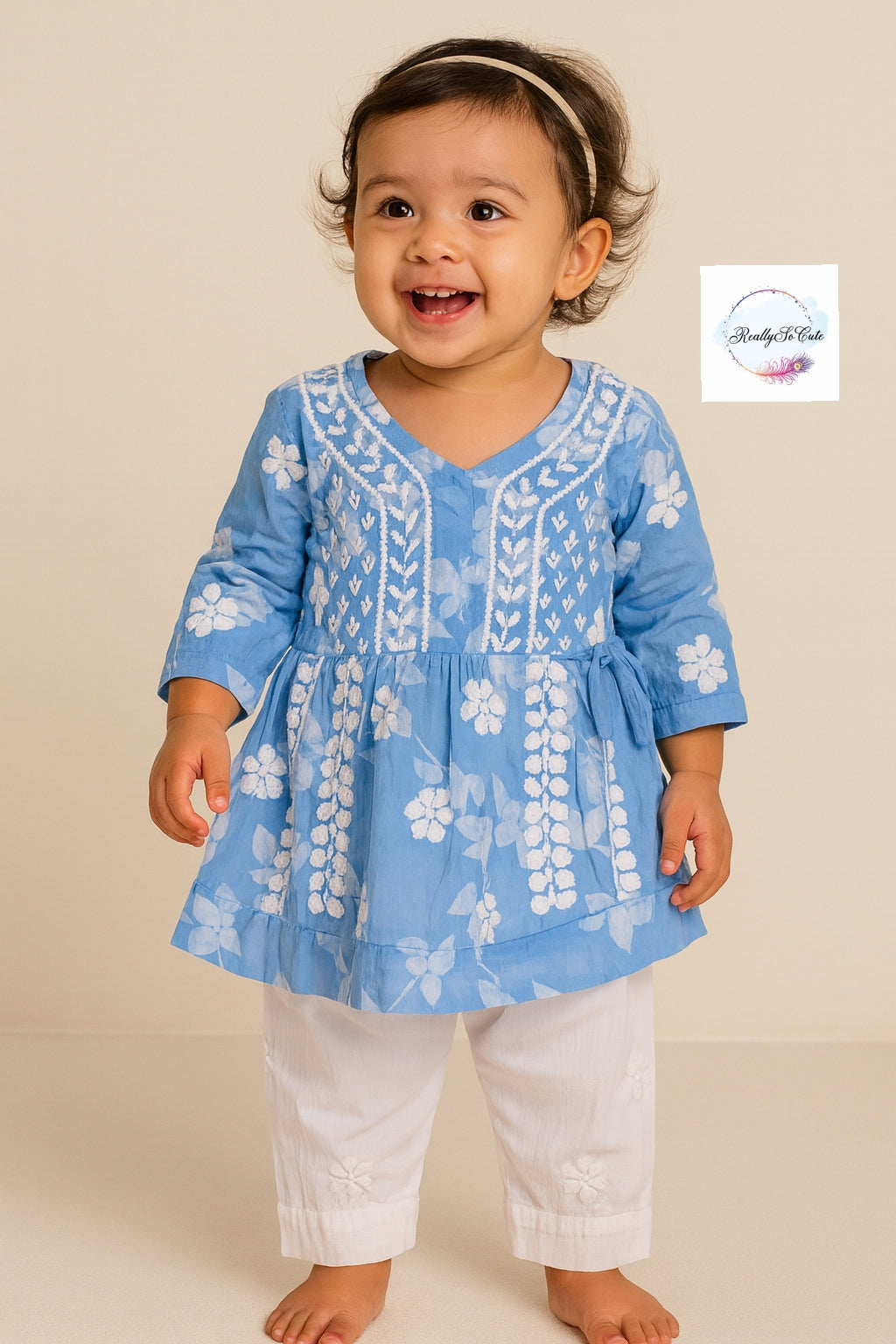Little Girls Chikankari Kurtis sharara Set, Girls Festival Dress Set, muslin Chikankari Dress Girls