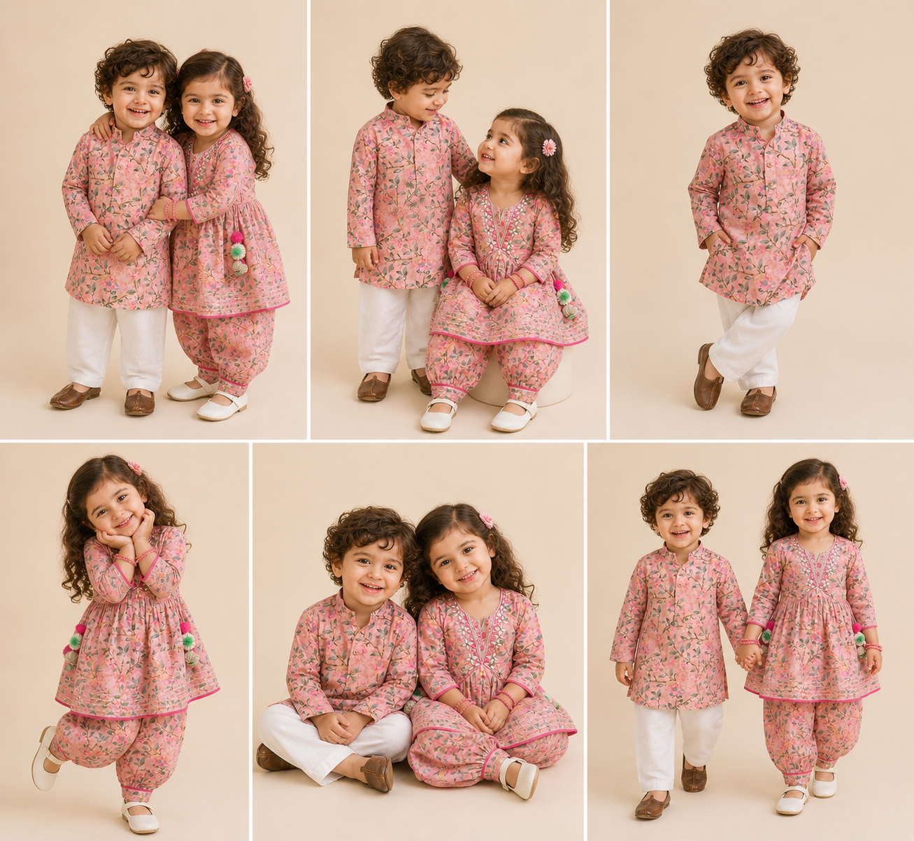 Girls Cotton Salwar Kurti Suit for Kids |Pink Floral kurti with salwar