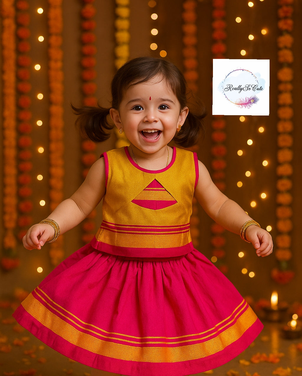 Little Girl Lehenga sets, Parkar Polka, ugadi girl ethnic wear