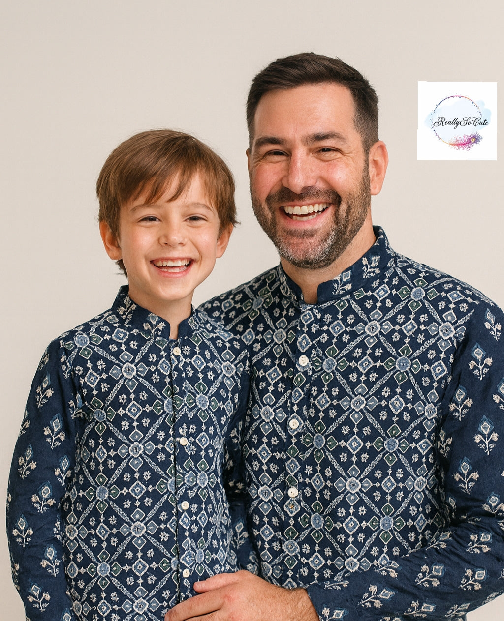 Men's patola print cotton kurta pajama, blue kurta set with jacket