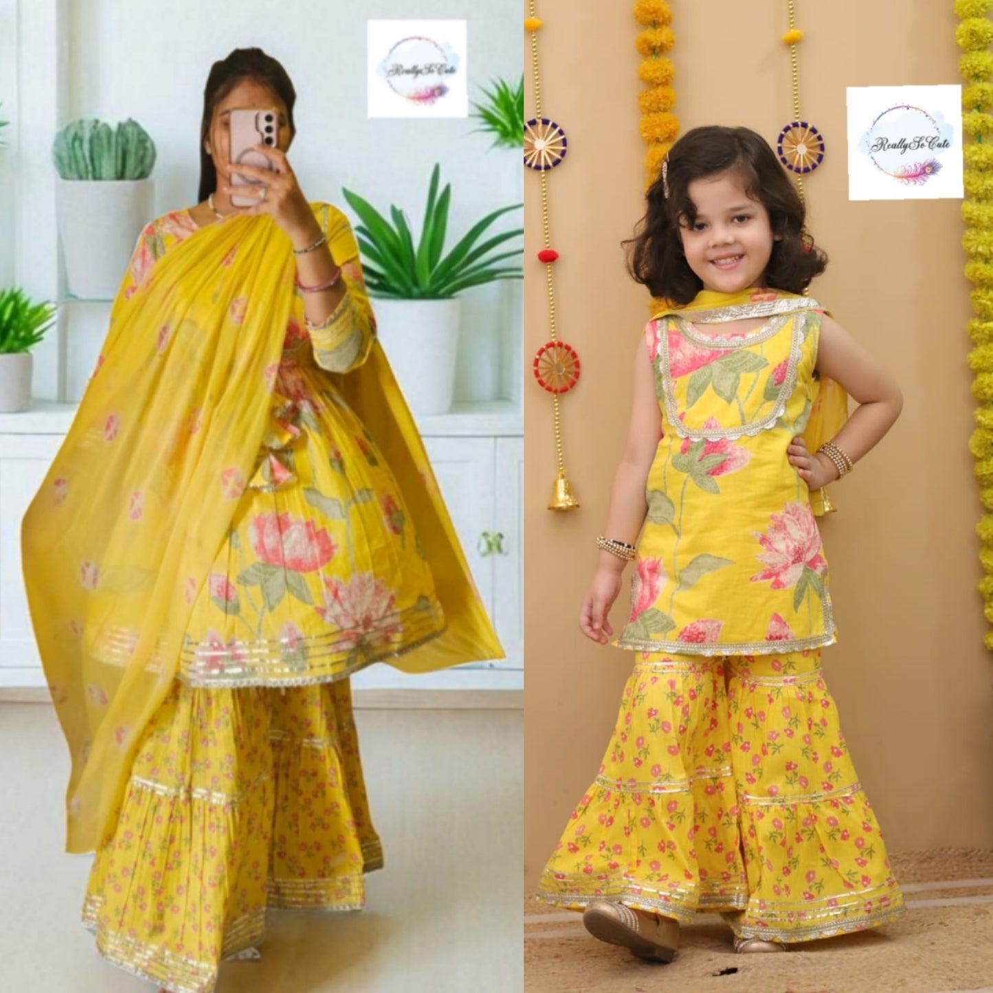 Yellow pichwai sharara set,