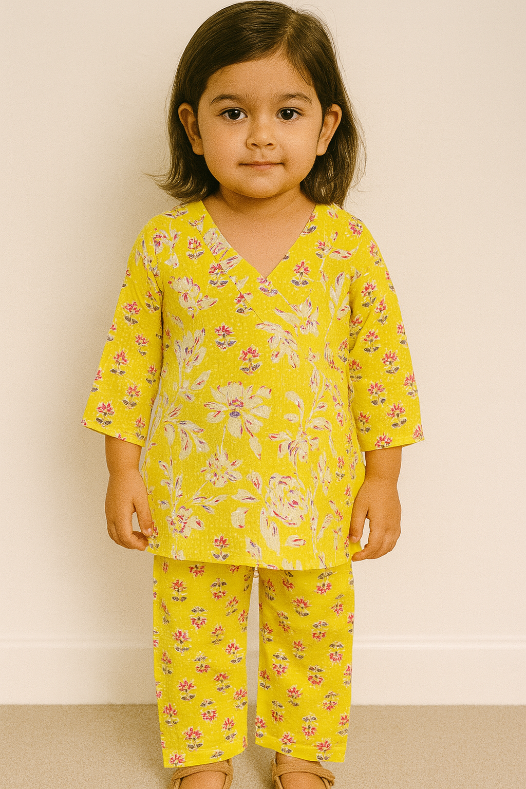 Girls 2 Piece Embroidered Kurtis pant set