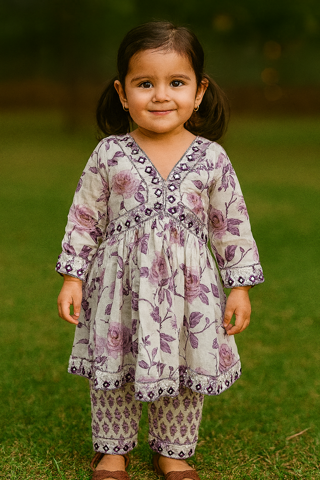 Girls soft cotton Embroidered Kurtis Salwar set