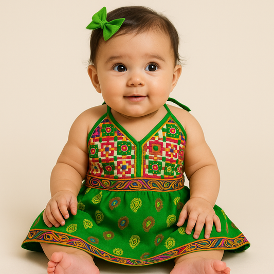 Baby girls' cotton dress, infant girl ethnic wear