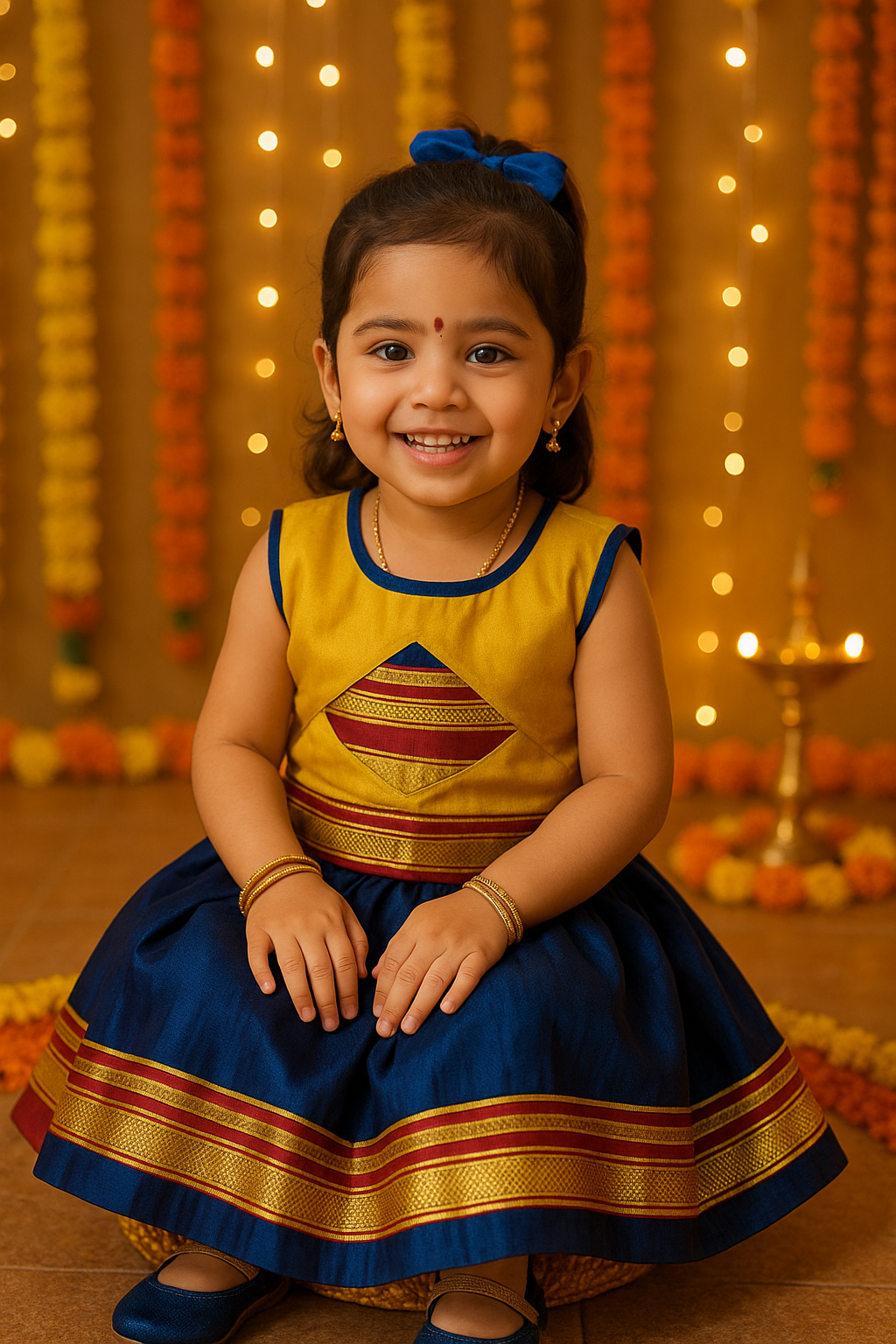 Little Girl Lehenga sets, Parkar Polka, ugadi girl ethnic wear,