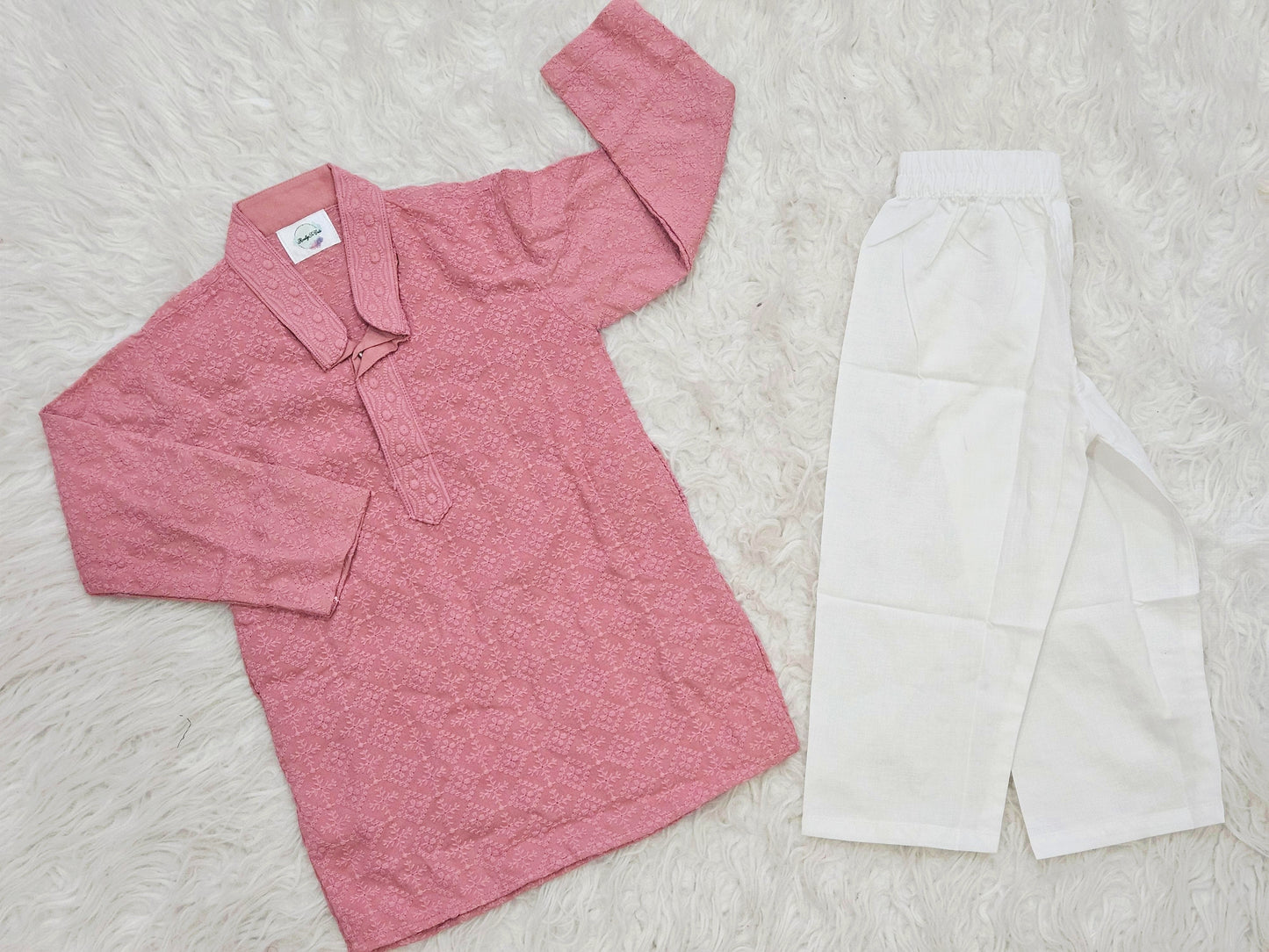 Boy cotton Chikankari work kurta pajama