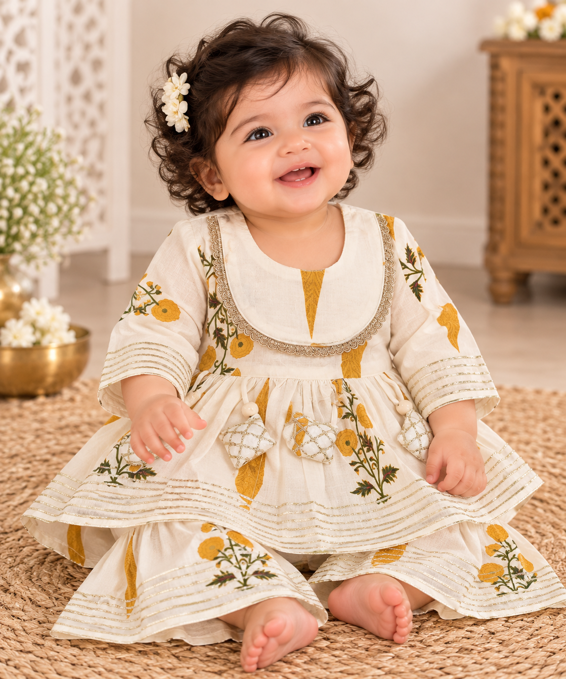 Baby Girls pure cotton Ethnic Wear Sets | 0–6 Months