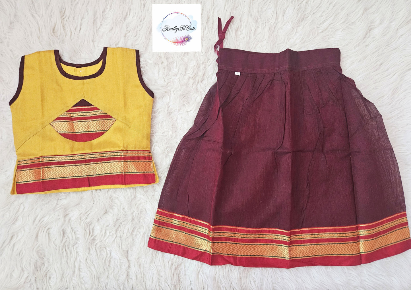 Little Girl Lehenga sets, Mehroon Parkar Polka, ugadi girl ethnic wear,