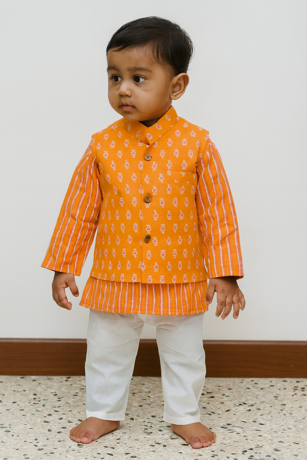 Boys cotton kurta pajama with jacket, cotton kurta set