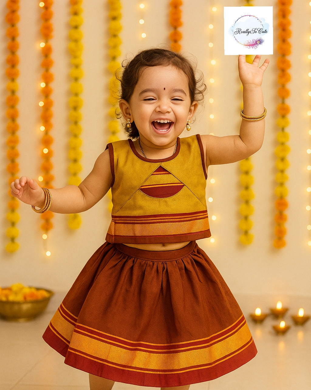 Little Girl Lehenga sets, Parkar Polka, ugadi girl ethnic wear,