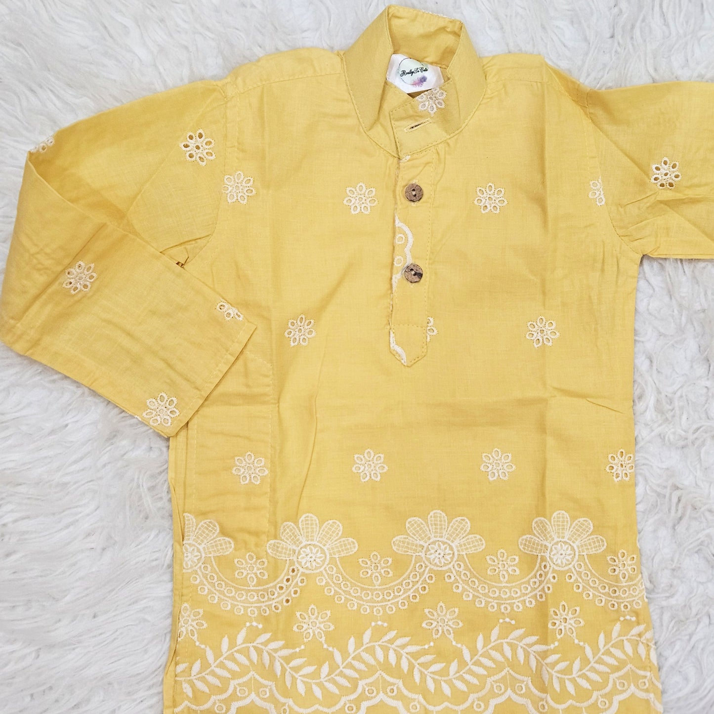 Buttercup Yellow Boys Kurta Pajama Set | Pure Cotton Festive Wear| Sibling Matching Outfit | Newborn –15Y
