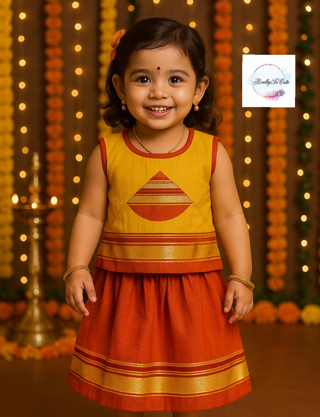 Little Girl Lehenga sets, Parkar Polka, ugadi girl ethnic wear,