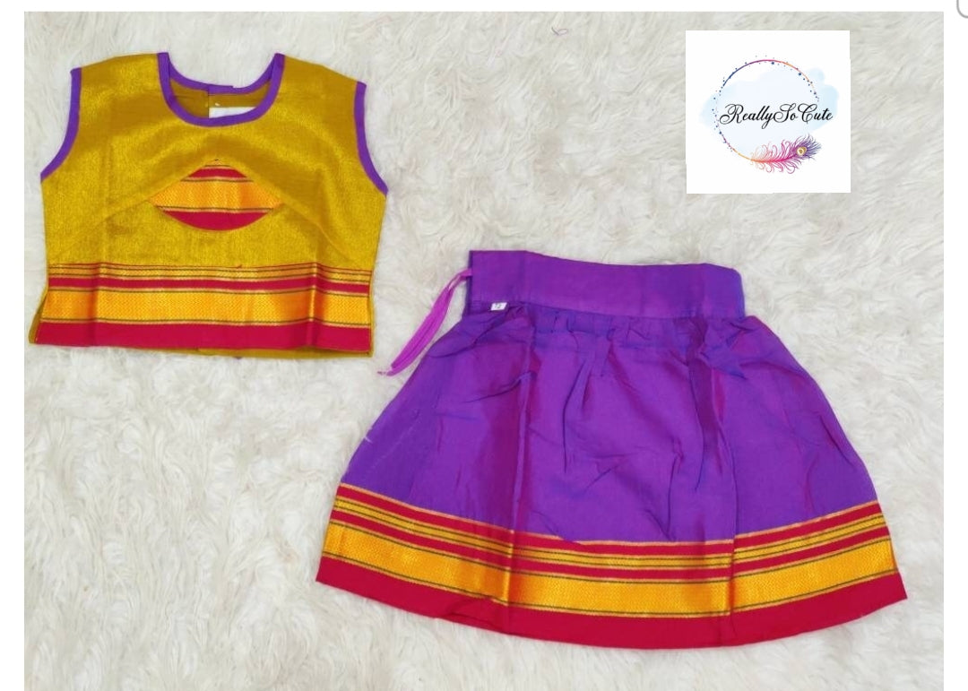 Little Girl Lehenga sets, Parkar Polka, ugadi girl ethnic wear,