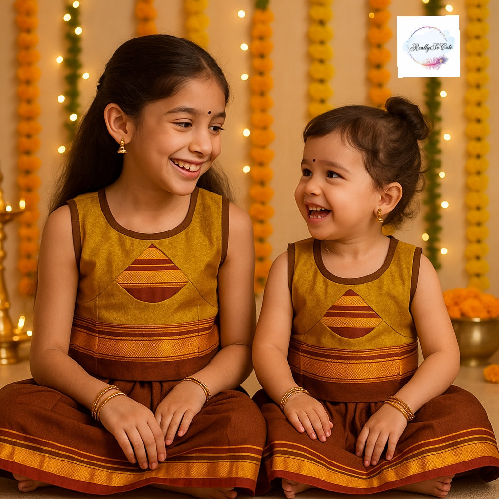 Little Girl Lehenga sets, Parkar Polka, ugadi girl ethnic wear,