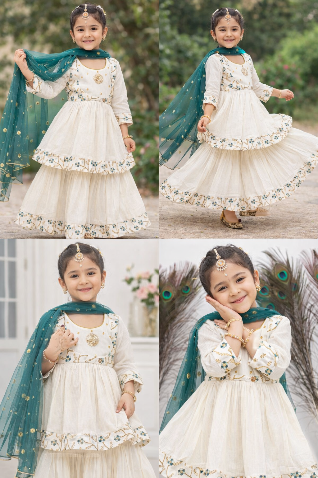 Girls 3 piece sharara Kurti set