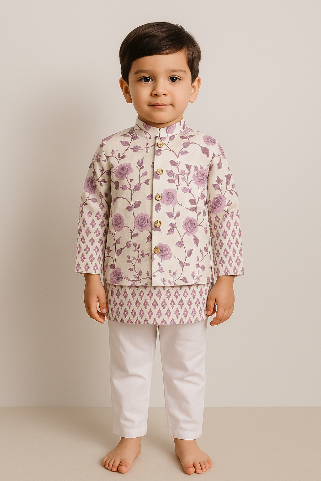 Boys cotton kurta pajama with jacket