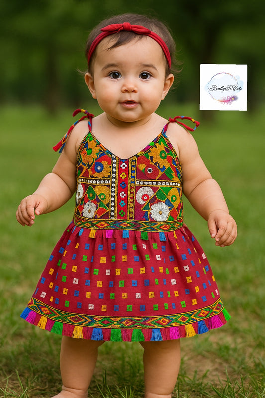 Baby girls' cotton dress, infant girl ethnic wear (12-18 months)