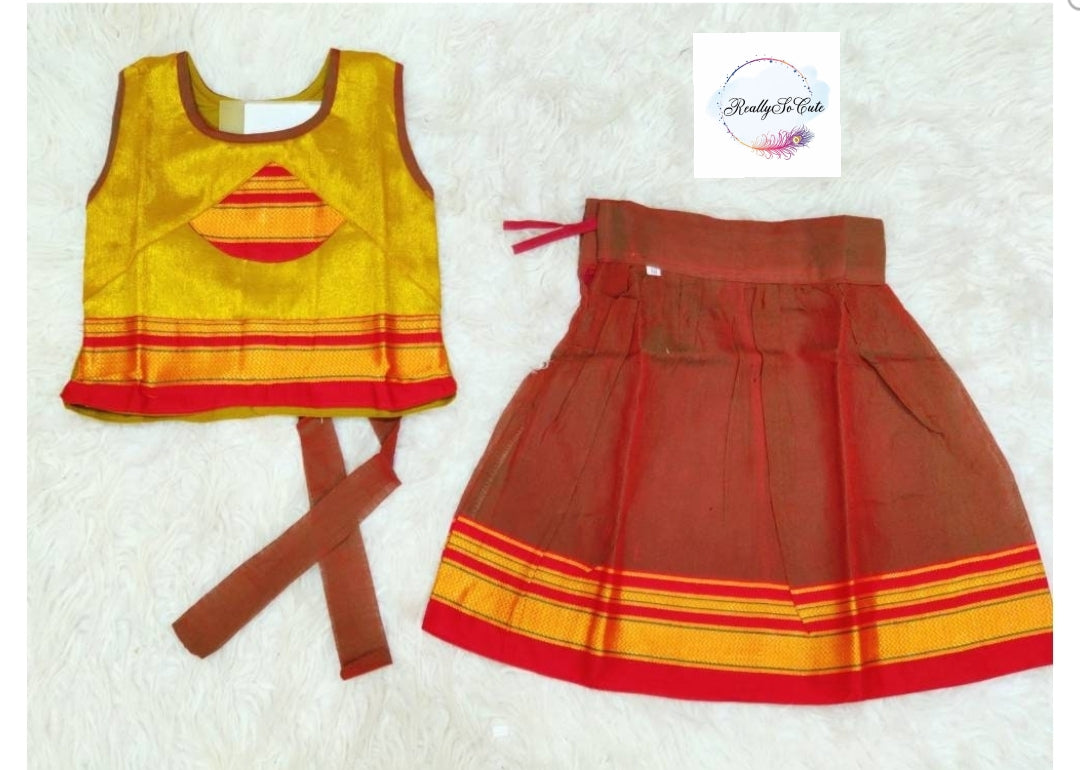 Little Girl Lehenga sets, Parkar Polka, ugadi girl ethnic wear,