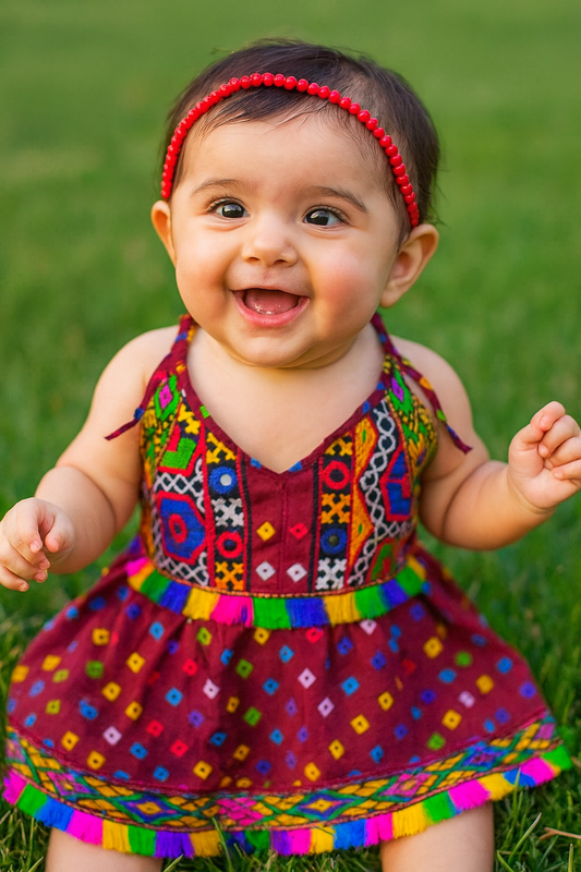 Baby girls' cotton dress, infant girl ethnic wear (6-9 months)